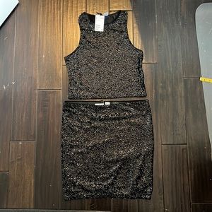 HM two piece black sequin skirt and cropped tank cocktail